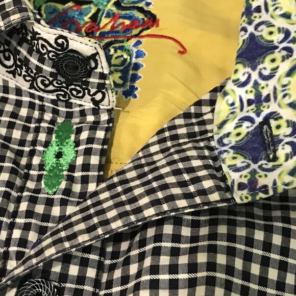 Robert Graham Shirt Mens 3XL Black White Check Classic Long Sleeve Flip Cuff - Picture 6 of 12